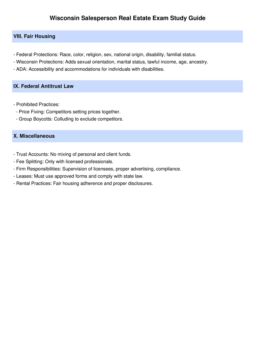 Wisconsin Salesperson Real Estate Exam Study Guide - Page 4
