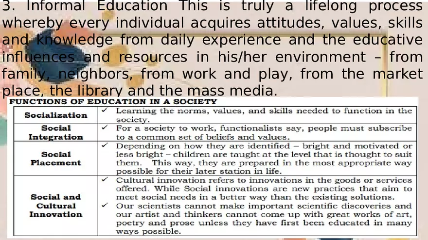 Functions and Importance of Education in the Society - Page 6