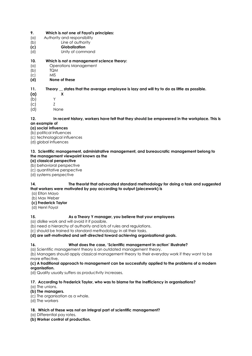 Paper 1 - Fundamentals of Organization and Management (Answer Key) - Page 2