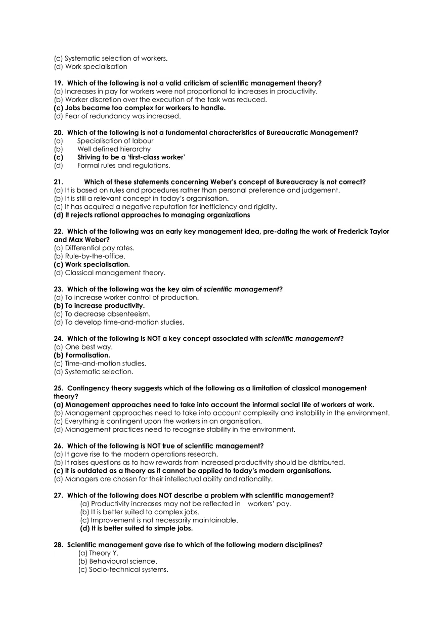 Paper 1 - Fundamentals of Organization and Management (Answer Key) - Page 3