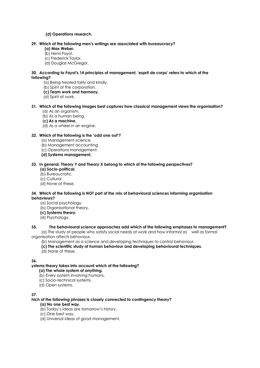 Paper 1 - Fundamentals of Organization and Management (Answer Key) - Page 4