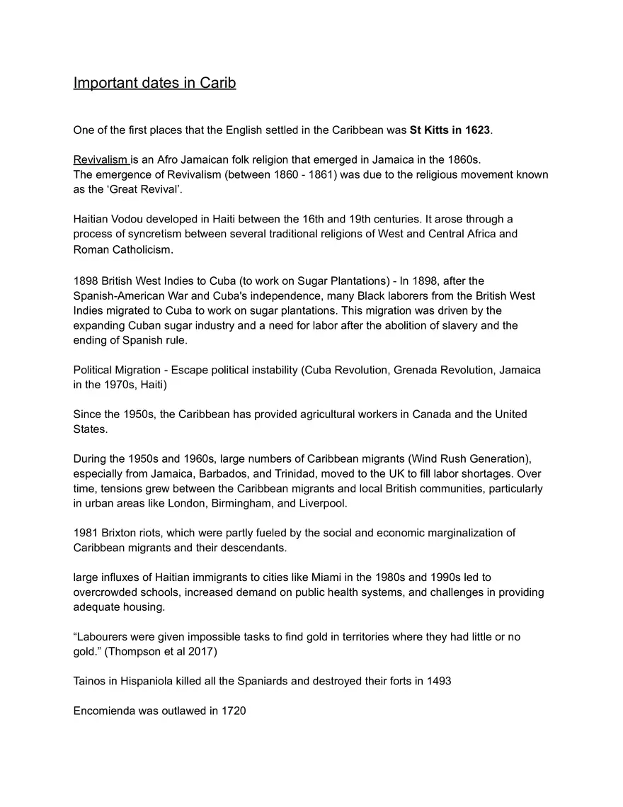 Important Dates in Carib - Page 1