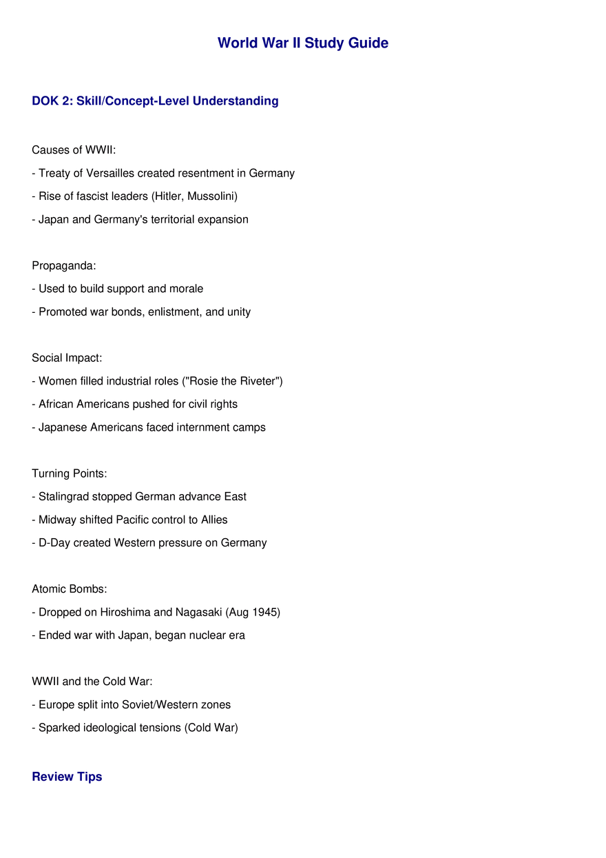 Start of WWII 1939 Study Guide - Page 2