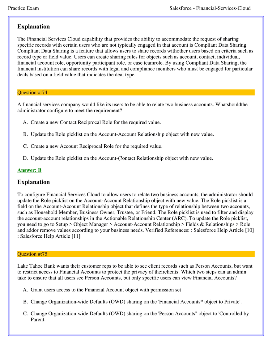 Salesforce Financial Services Cloud Exam Answers 5 - Page 7