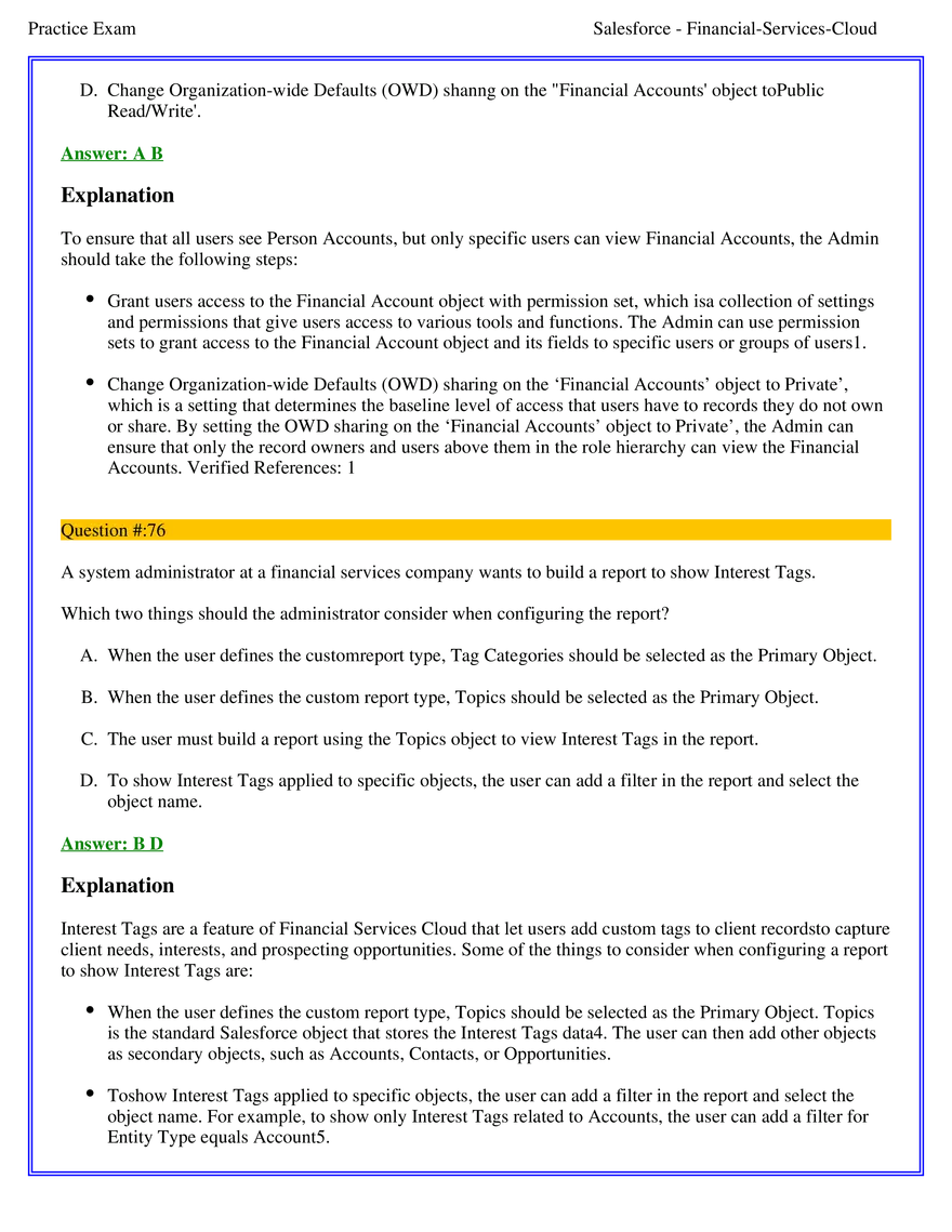 Salesforce Financial Services Cloud Exam Answers 5 - Page 8