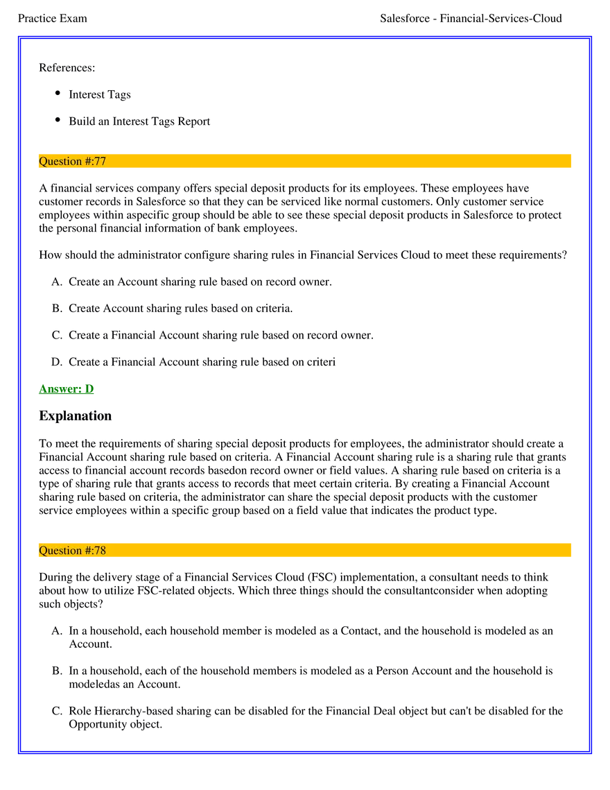 Salesforce Financial Services Cloud Exam Answers 5 - Page 9