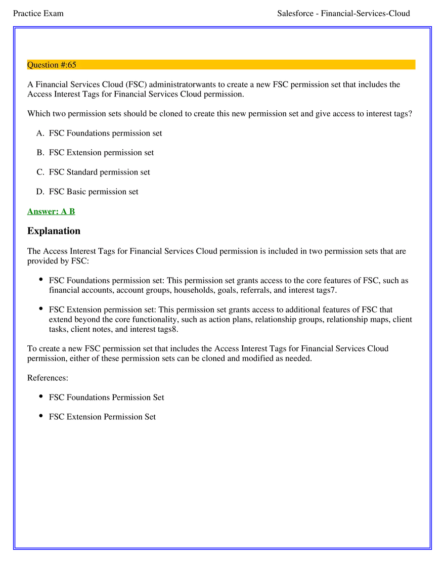 Salesforce Financial Services Cloud Exam Answers 5 - Page 1