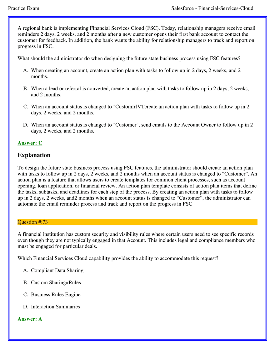 Salesforce Financial Services Cloud Exam Answers 5 - Page 6