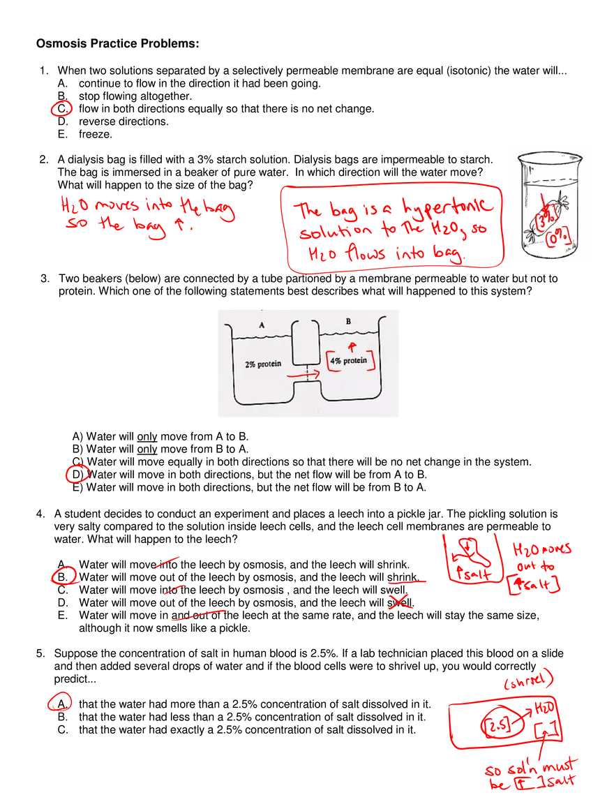 Osmosis Practice Problems - Page 1