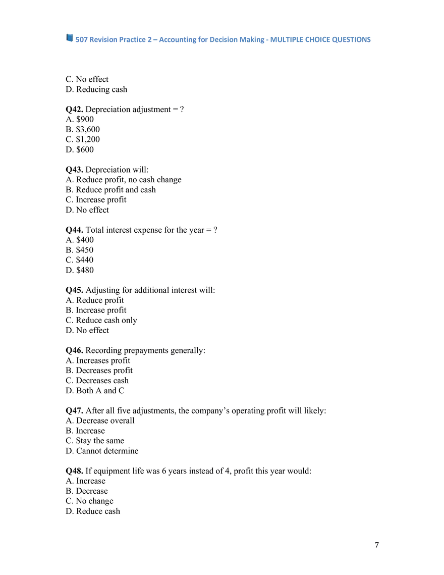 Revision Practice 2 – Accounting for Decision Making - Page 7