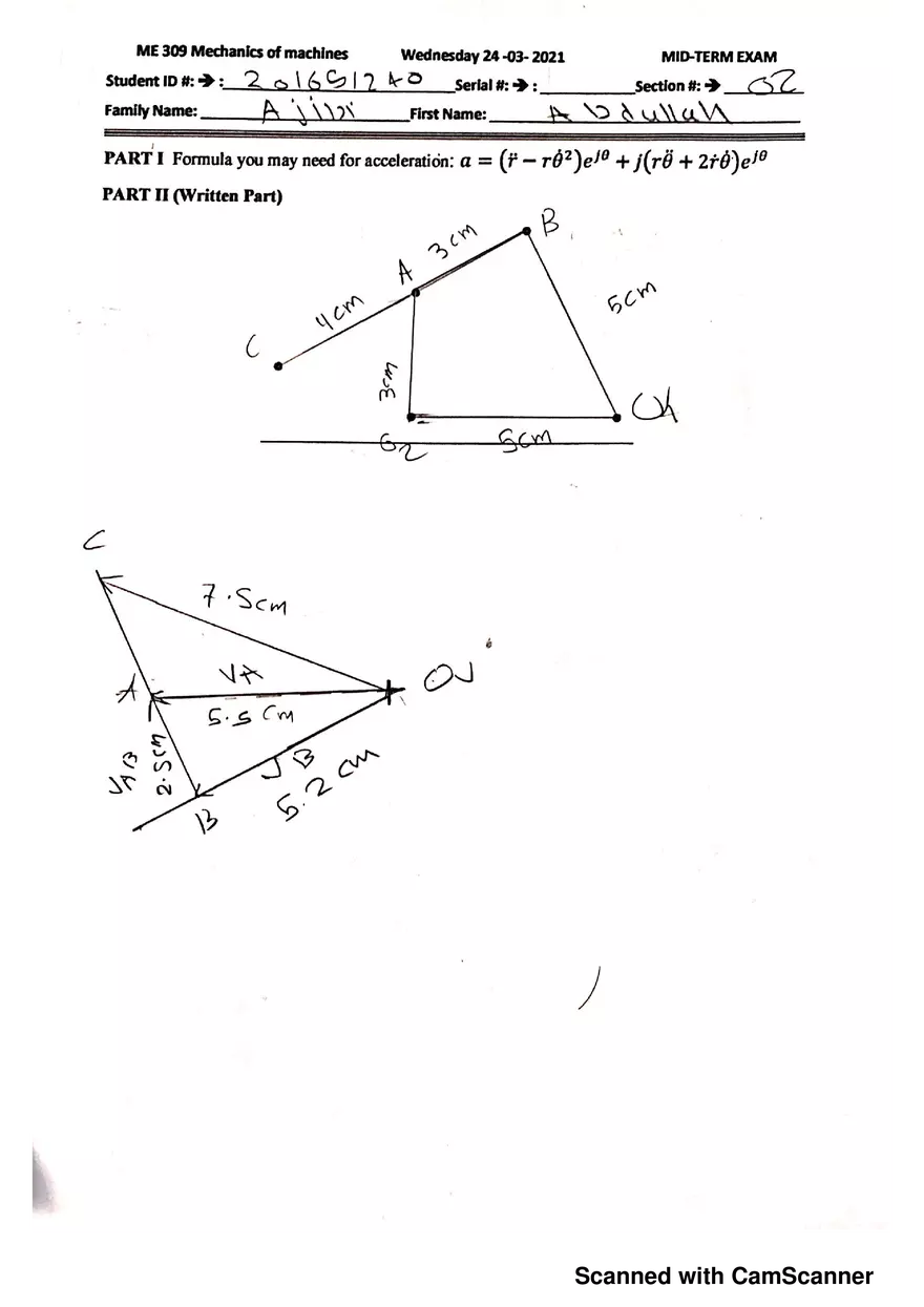 Mechanics of Machines Exam - Page 1