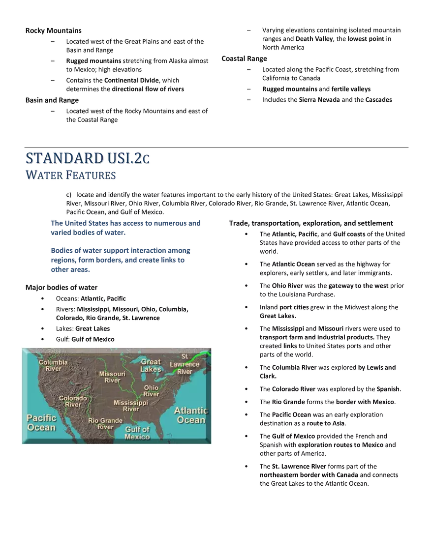 US History to 1865 Continents and Oceans - Page 2