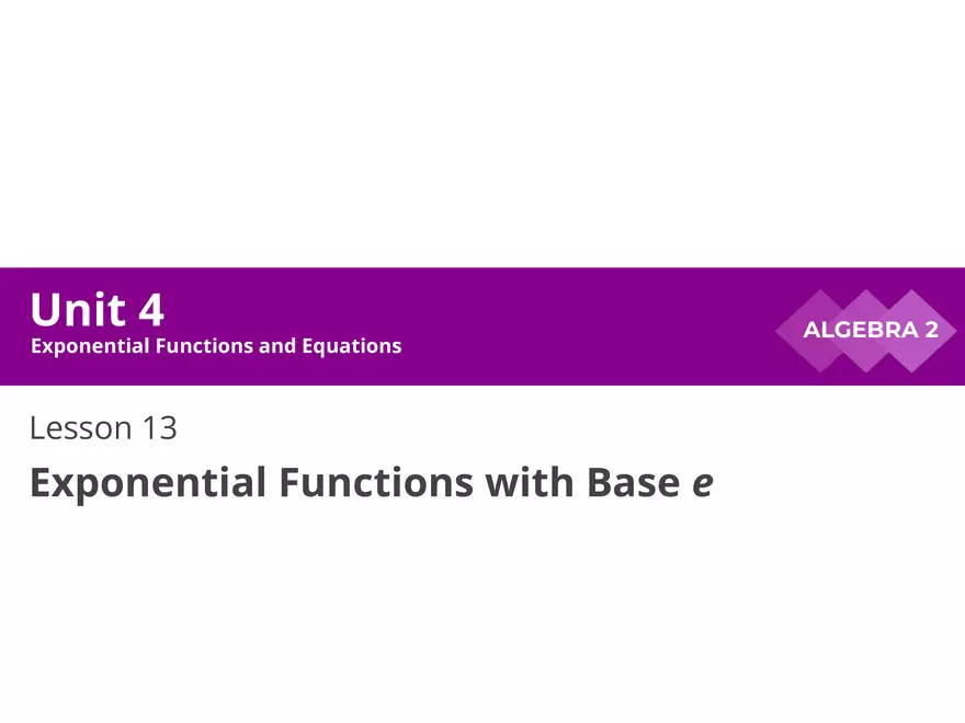 Unit 4 - Exponential Functions and Equations - Page 1