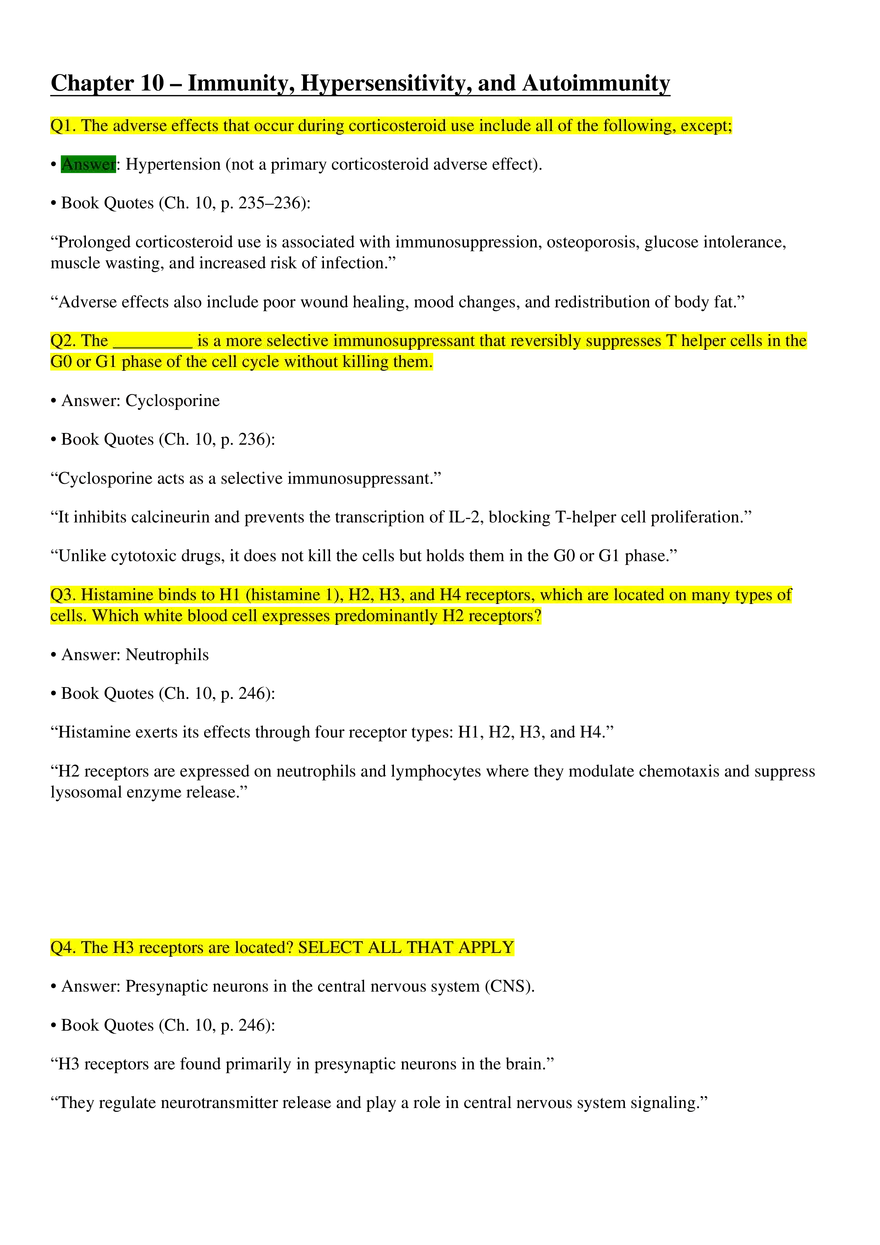 Immunity, Hypersensitivity, and Autoimmunity Quiz #2 - Page 1