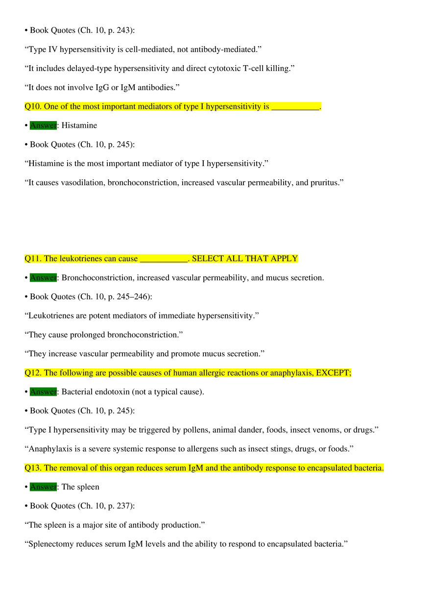 Immunity, Hypersensitivity, and Autoimmunity Quiz #2 - Page 3