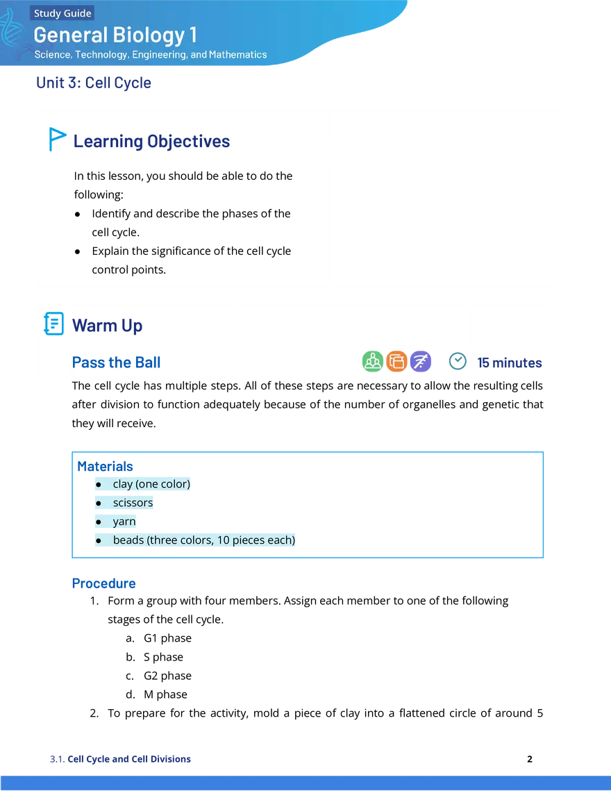 Cell Cycle and Cell Divisions Study Guide - Page 2