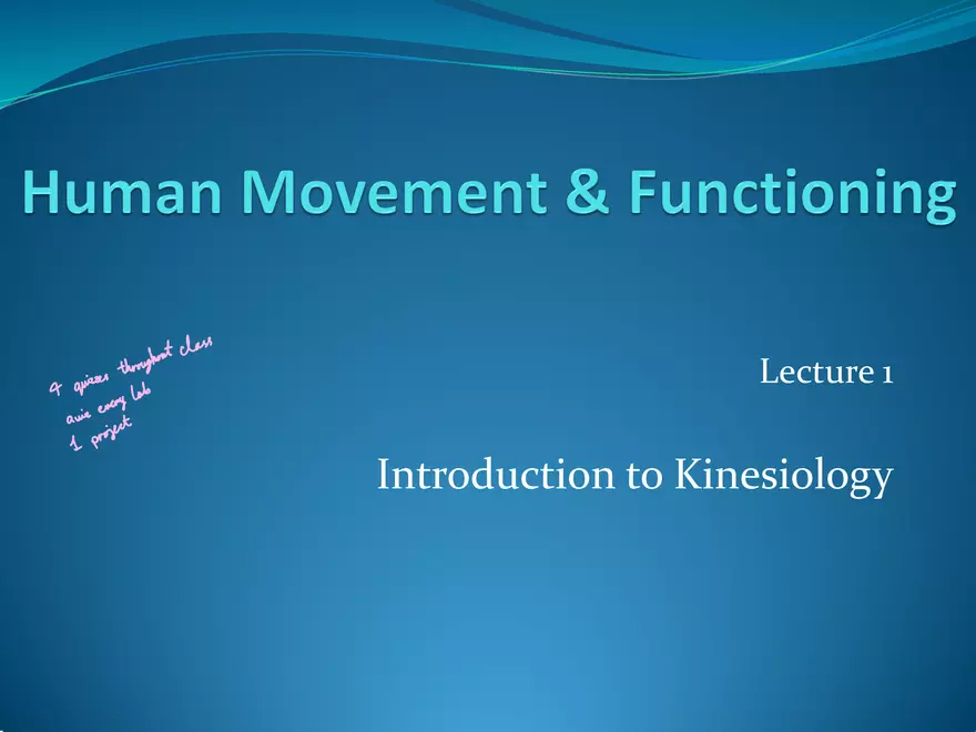 Human Movement and Functioning Lecture 1 - Page 1