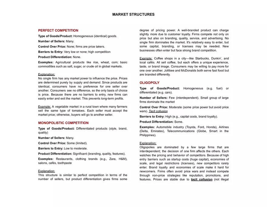 Perfect Competition Characteristics and Examples - Page 1