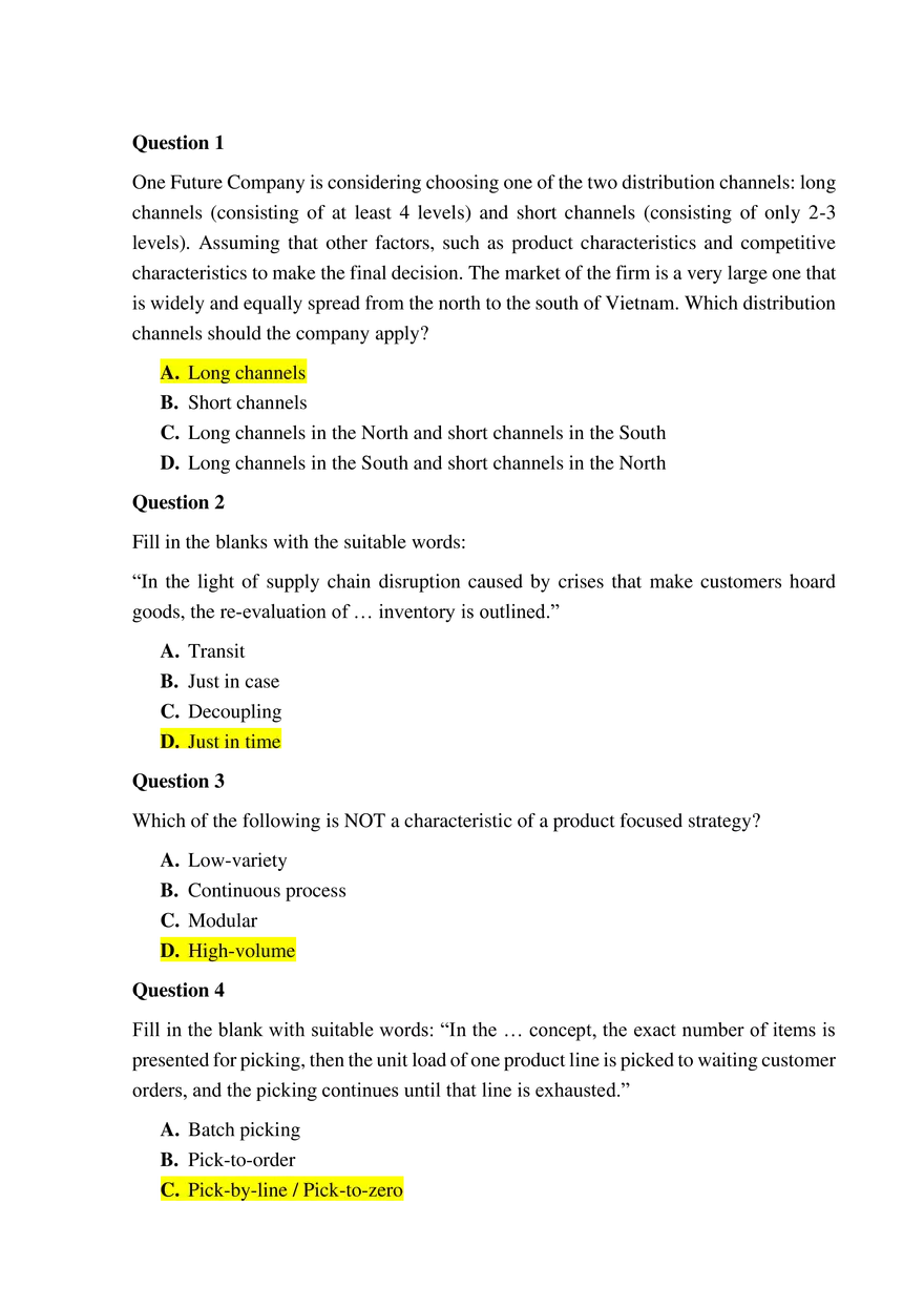 Supply Chain and Distribution Strategy Assessment - Page 1