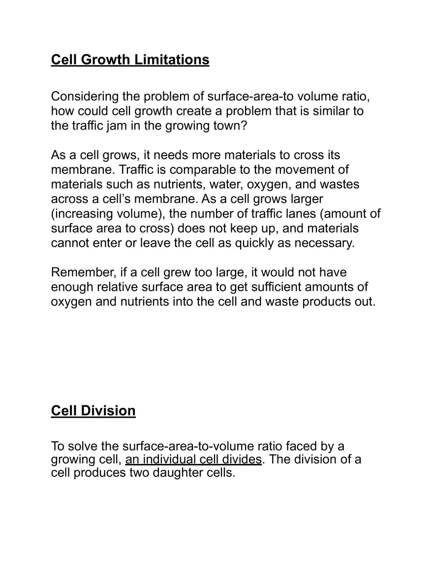 Chapter 11.1 Cell Growth, Division and Reproduction - Page 3