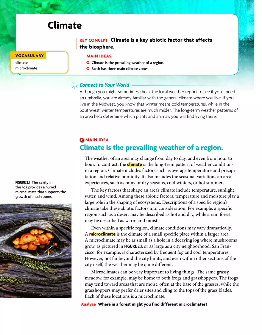 Climate is a Key Abiotic Factor That Affects the Biosphere - Page 1