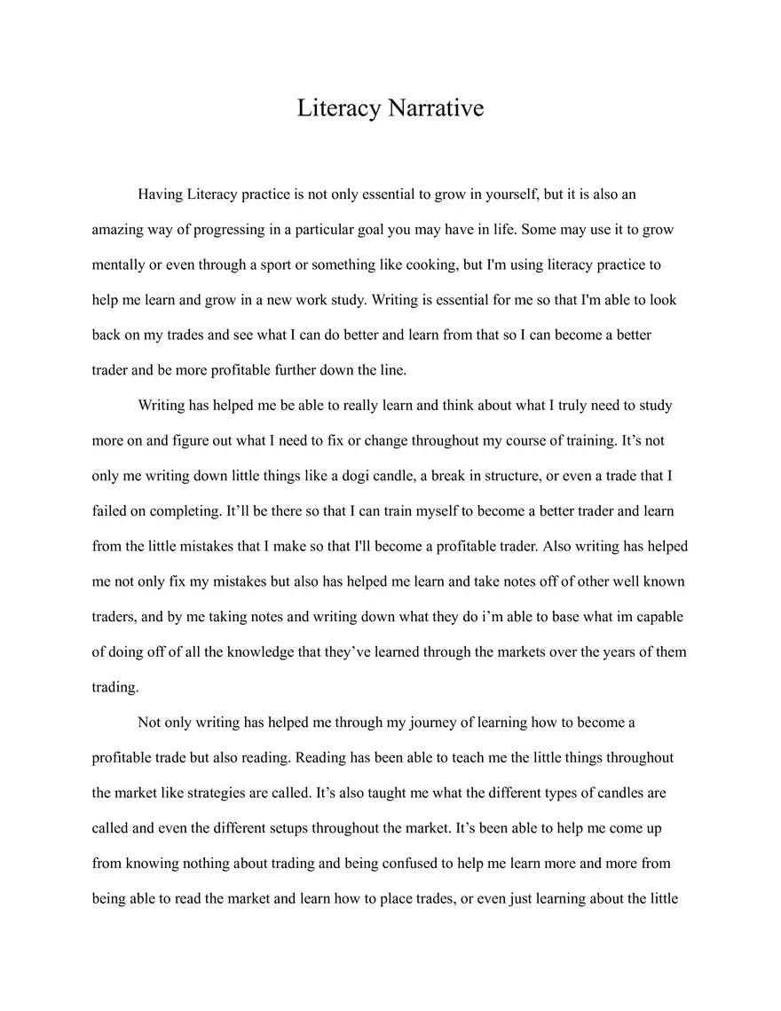 Literacy Narrative - Page 1