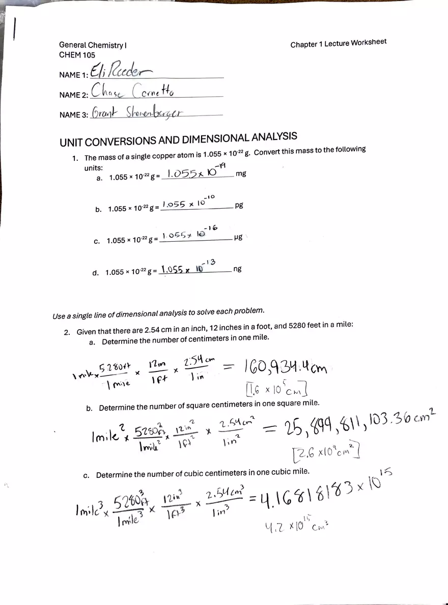 Chapter 1 Lecture Worksheet - Page 1