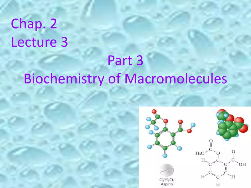 Part 3 Biochemistry of Macromolecules - Page 1