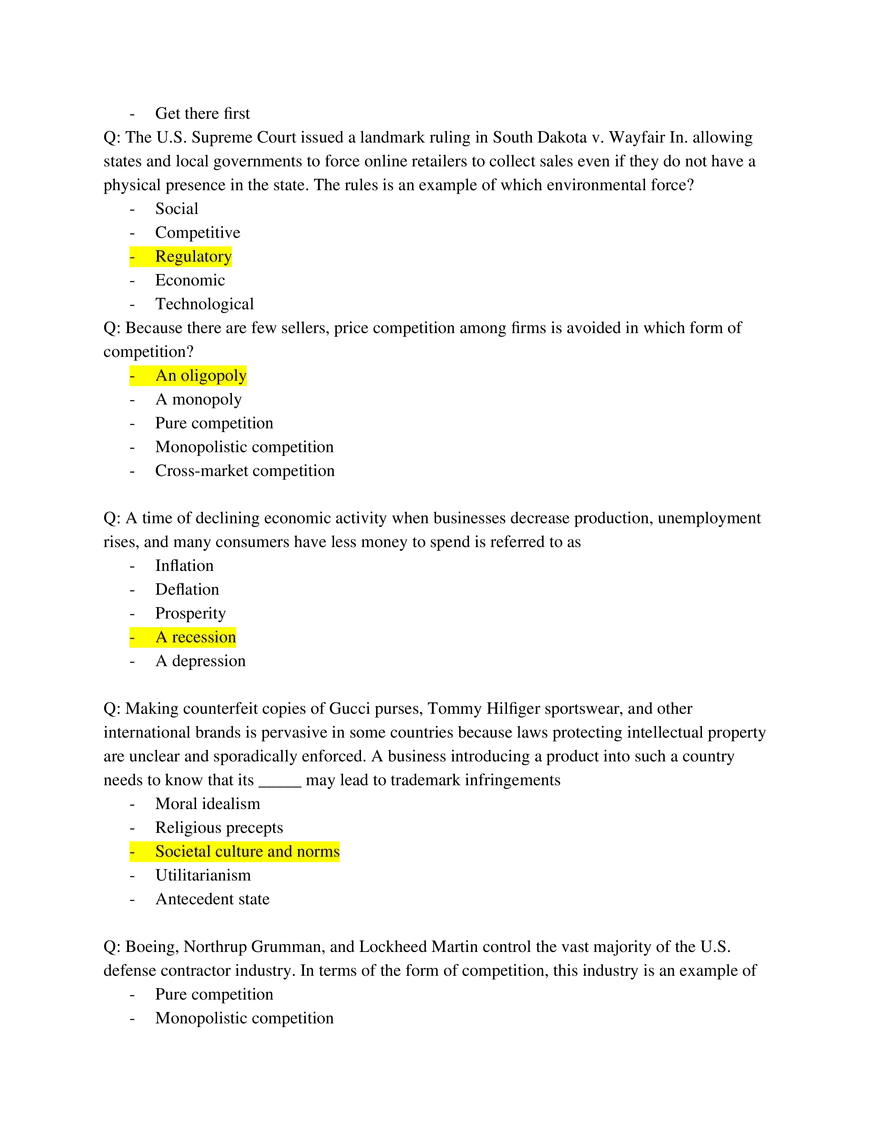 Marketing Fundamentals Midterm Answer Key Part 2 - Page 7