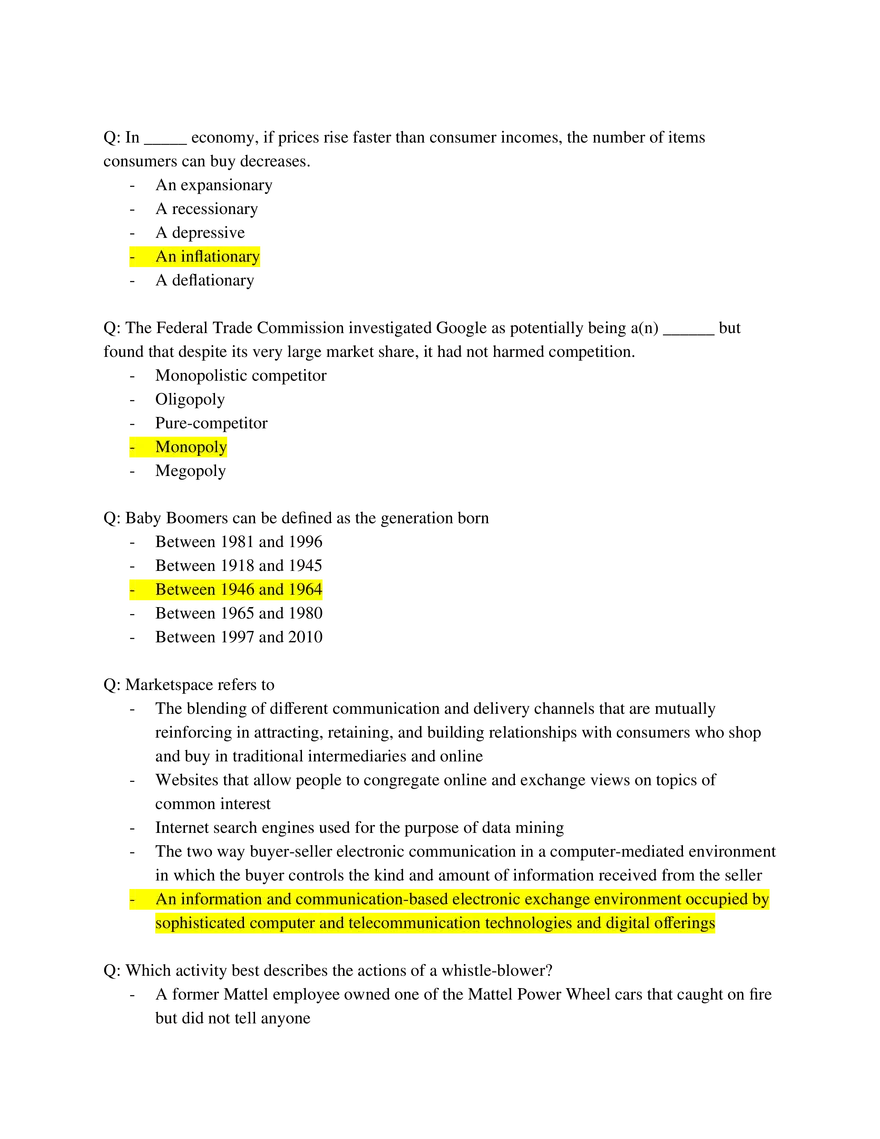 Marketing Fundamentals Midterm Answer Key Part 2 - Page 4