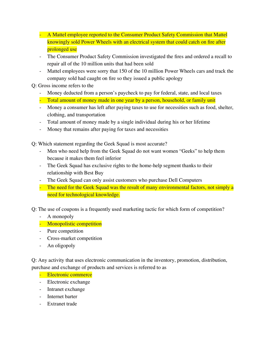 Marketing Fundamentals Midterm Answer Key Part 2 - Page 5