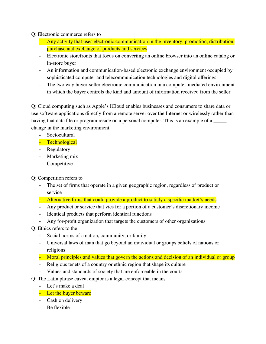 Marketing Fundamentals Midterm Answer Key Part 2 - Page 6