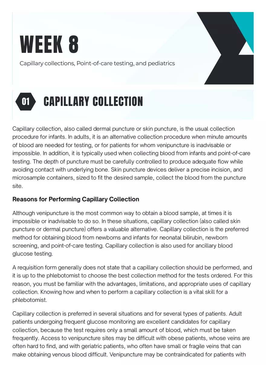 Capillary Collections, Point-of-care Testing, and Pediatrics - Page 1