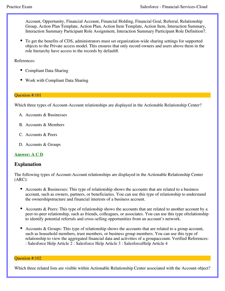 Salesforce Financial Services Cloud Exam Answers 6 - Page 7