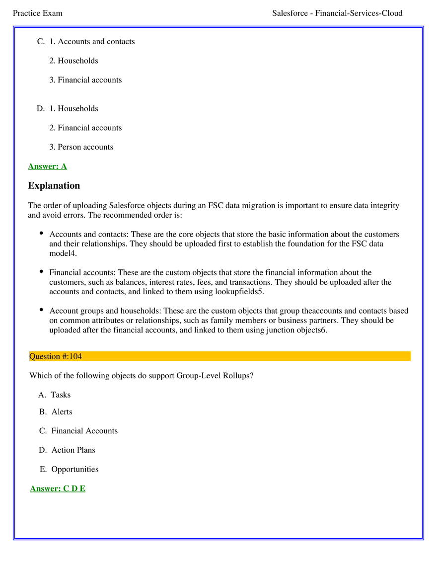 Salesforce Financial Services Cloud Exam Answers 6 - Page 9
