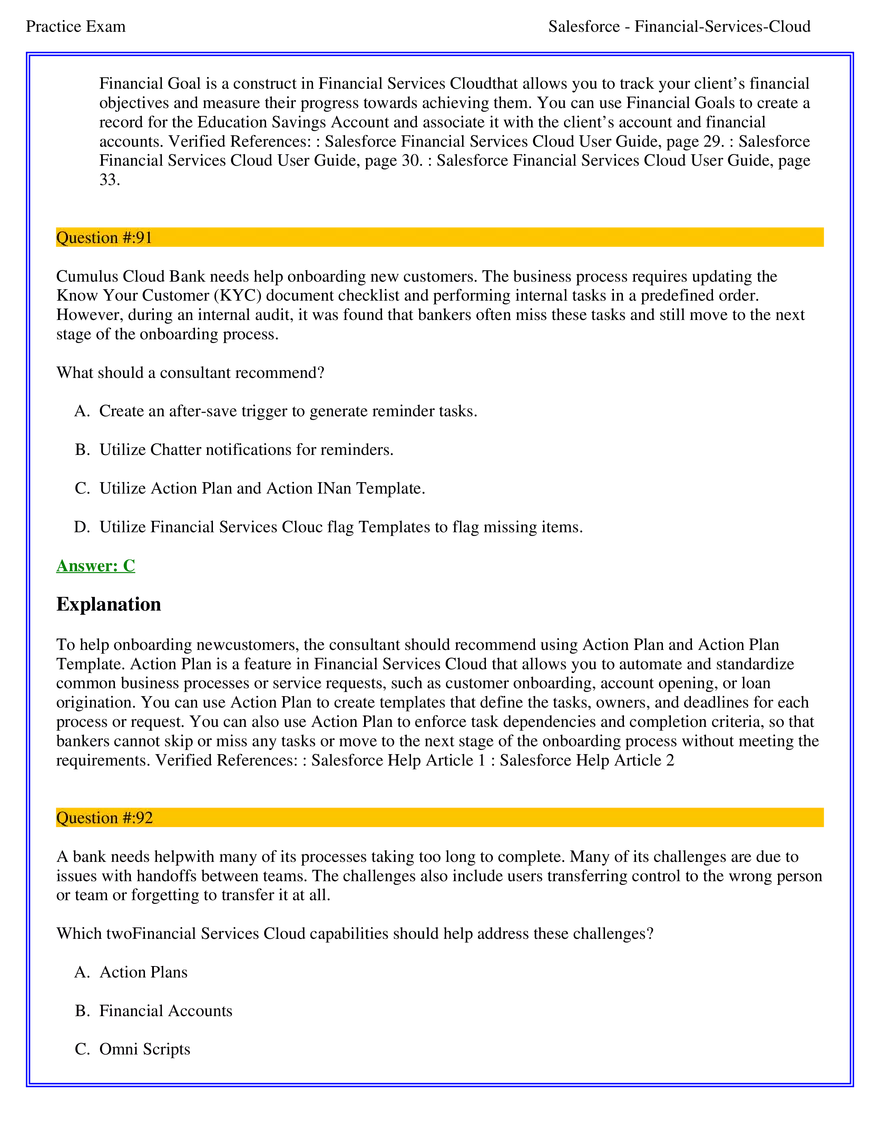 Salesforce Financial Services Cloud Exam Answers 6 - Page 16