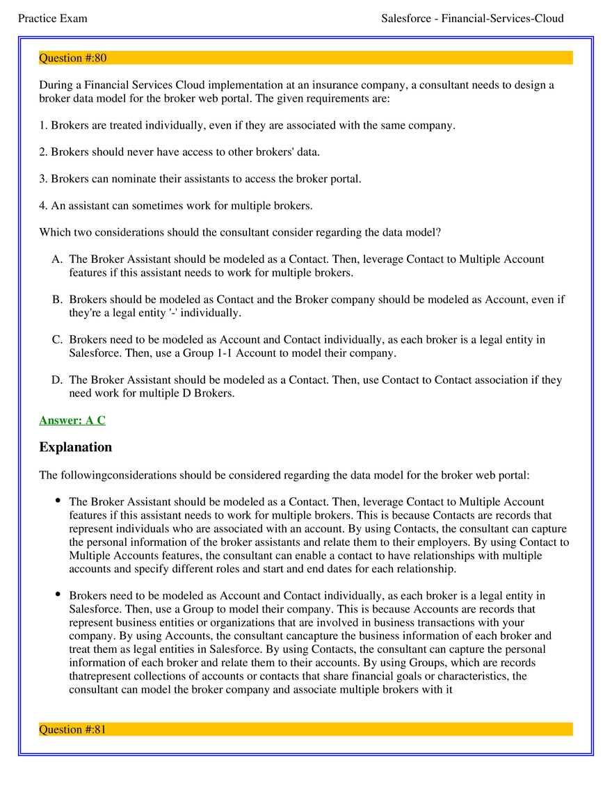 Salesforce Financial Services Cloud Exam Answers 6 - Page 1