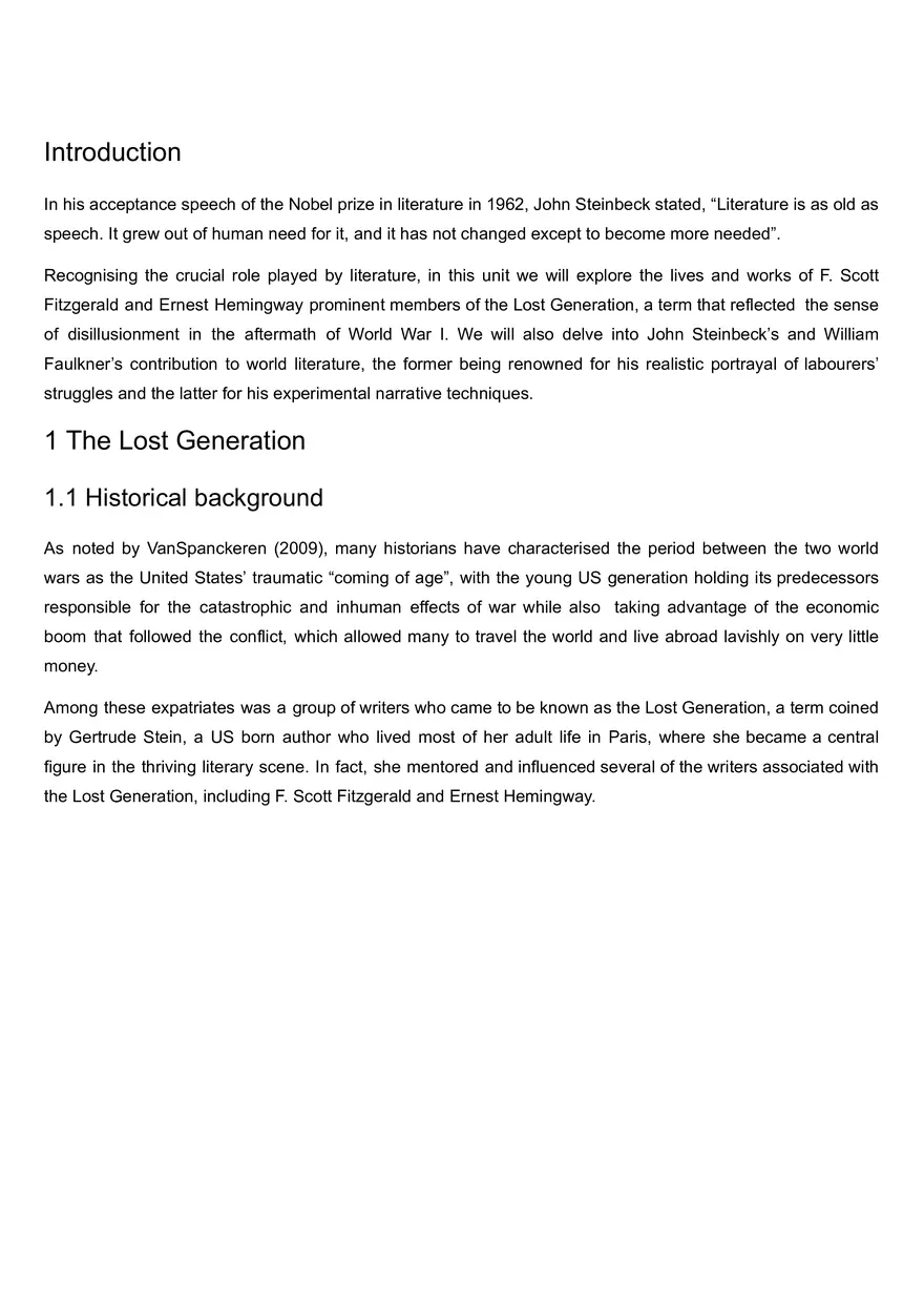 Literary Voices of the Lost Generation and Beyond - Page 1