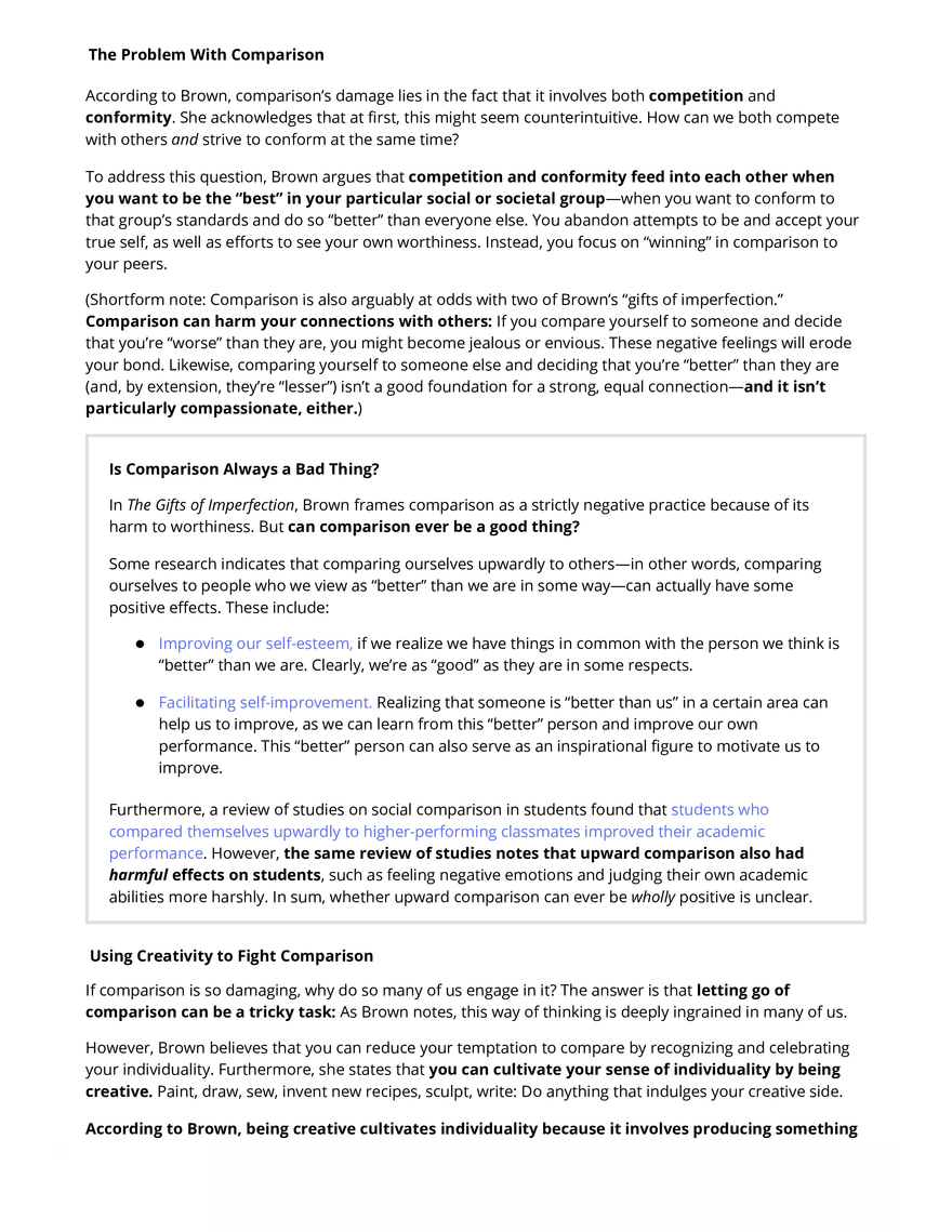 The Gifts of Imperfection Summary 2 - Page 1