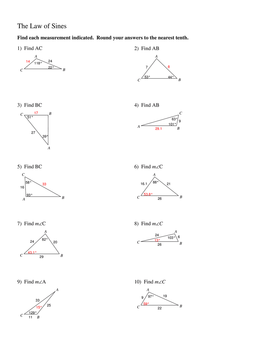 The Law of Sines Solutions - Page 3