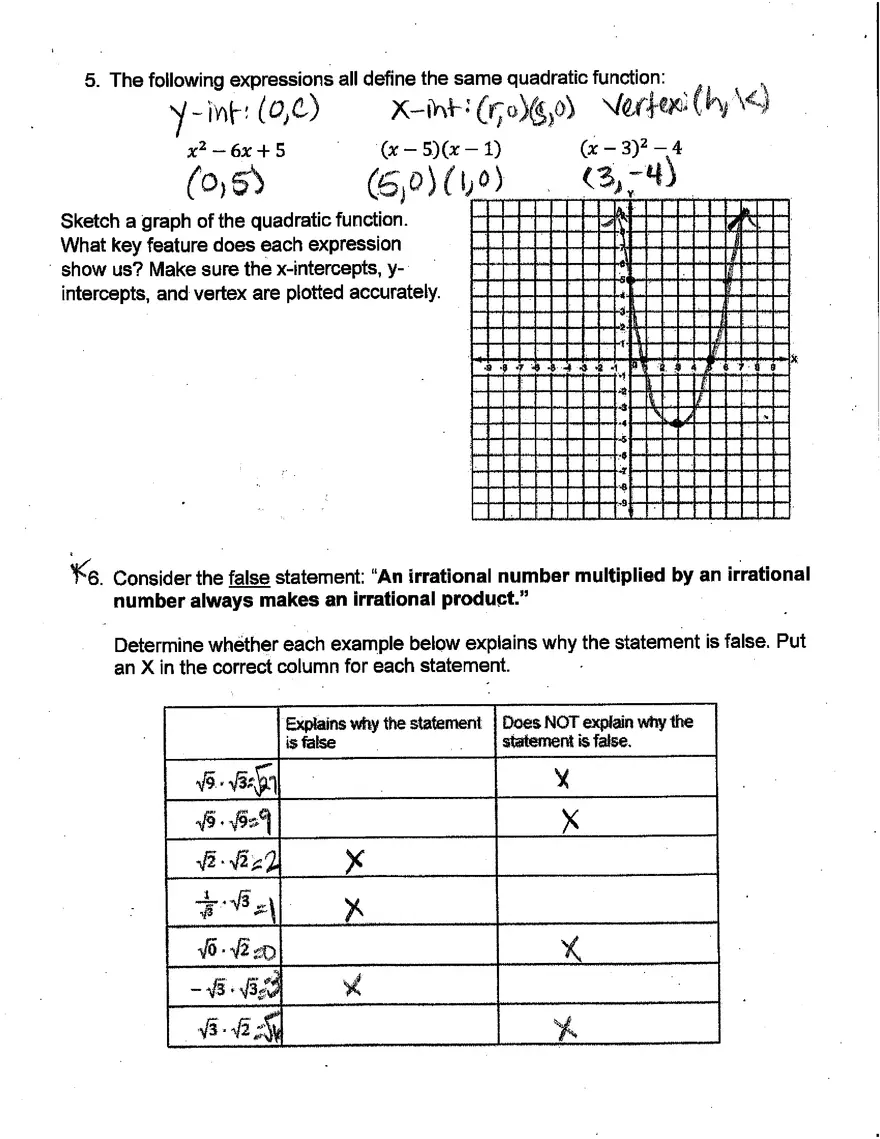 Evaluating Expressions and Identifying Vertex Coordinates - Page 2