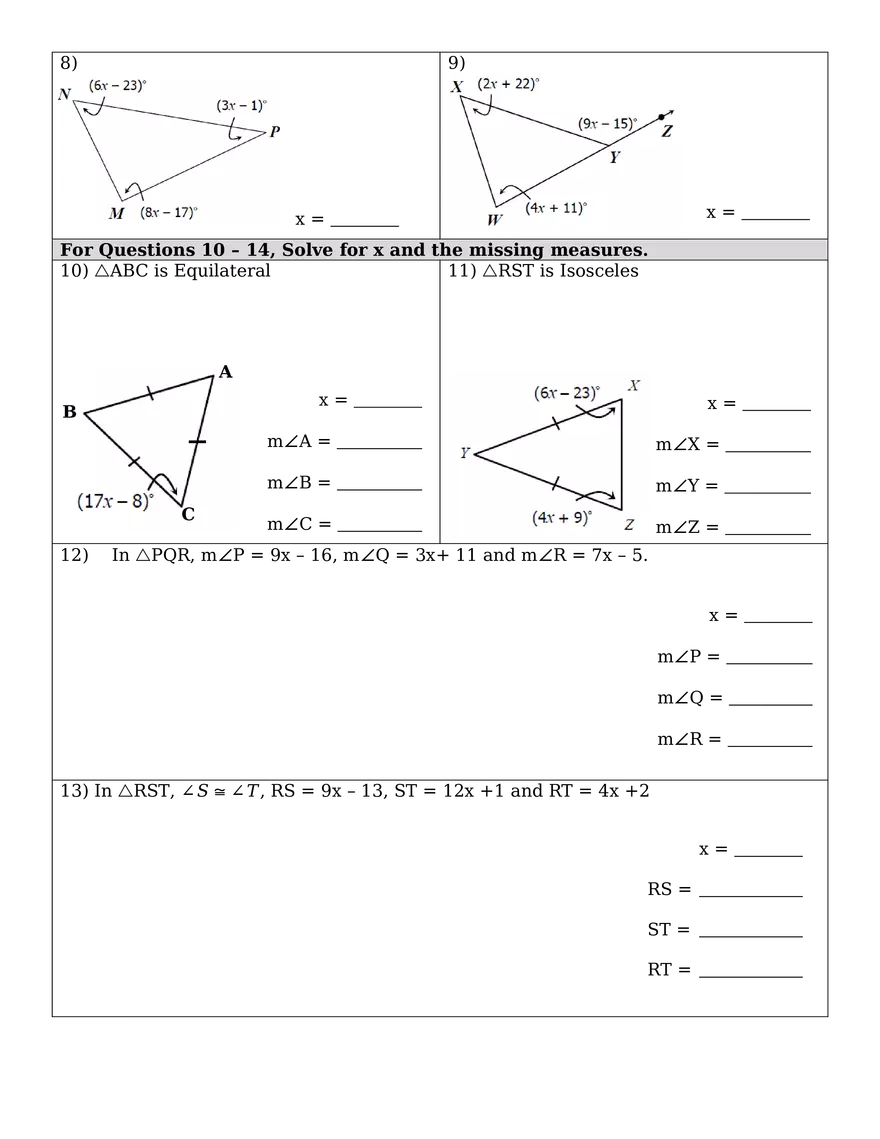 Classifying and Solving for SidesAngles in Triangles - Page 2