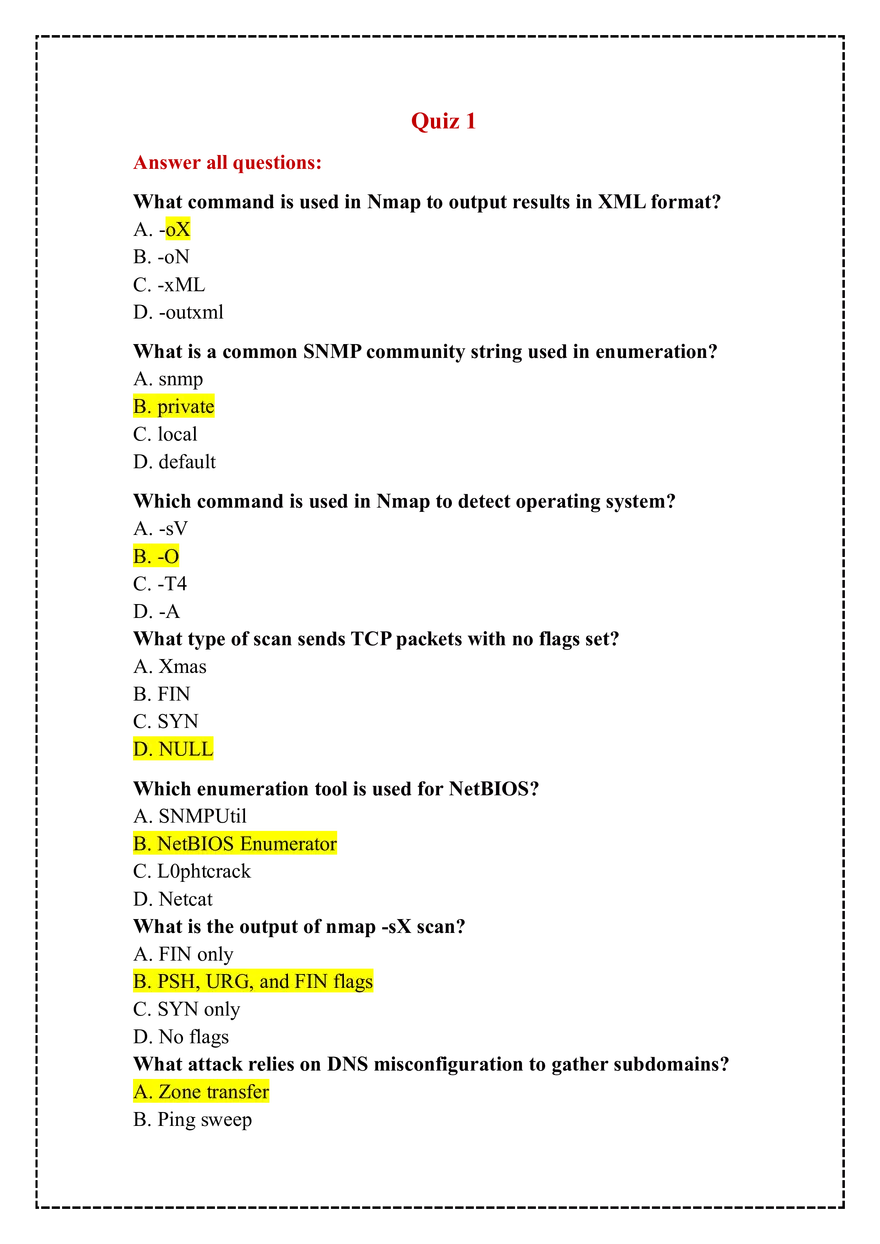 Common Commands and Tools in Network Scanning and Enumeration - Page 1