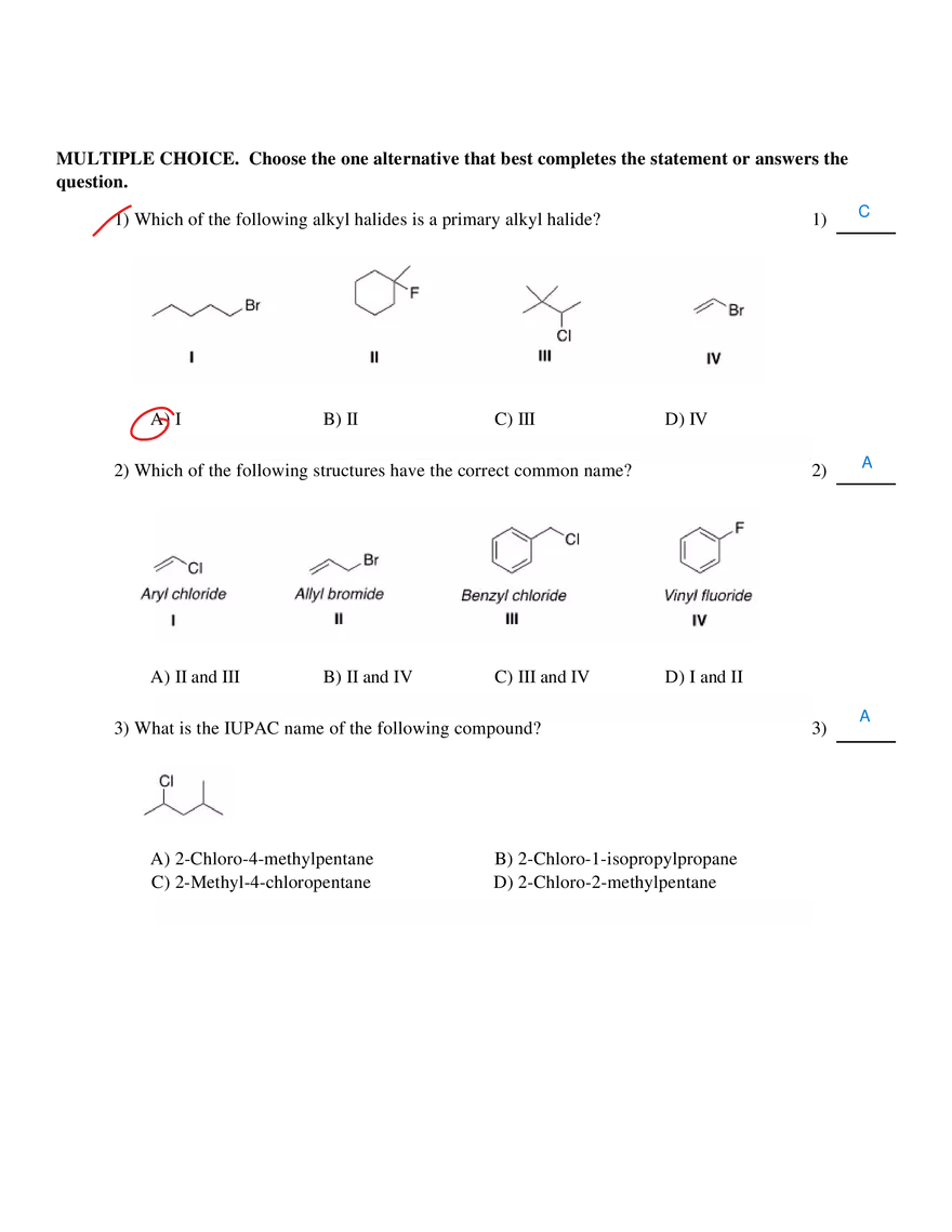 Nomenclature and Classification of Alkyl Halides - Page 1