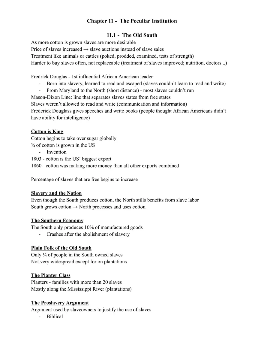 The Peculiar Institution Slavery and the Cotton Economy - Page 1