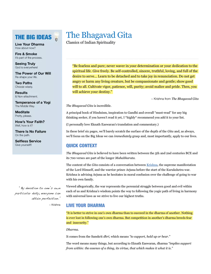 The Bhagavad Gita Guide - Page 1