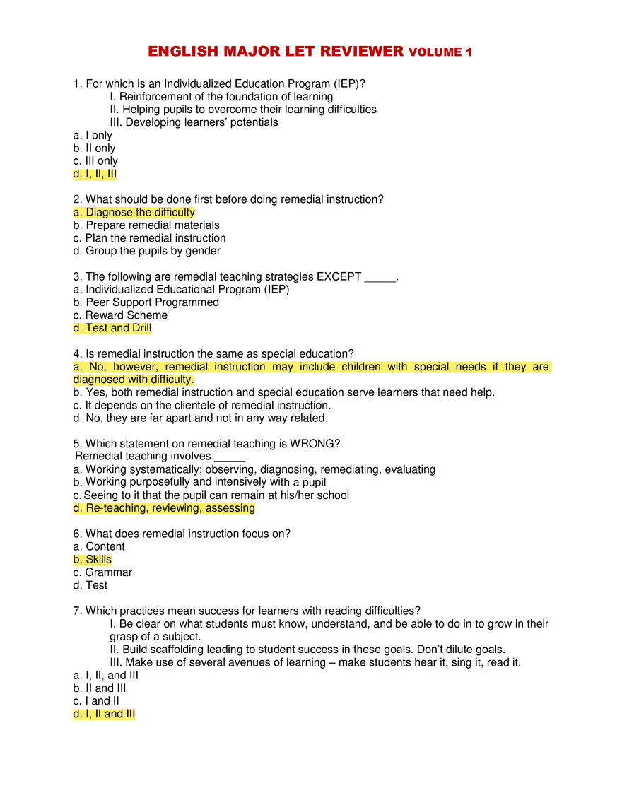 Remedial Instruction and IEP - Page 1