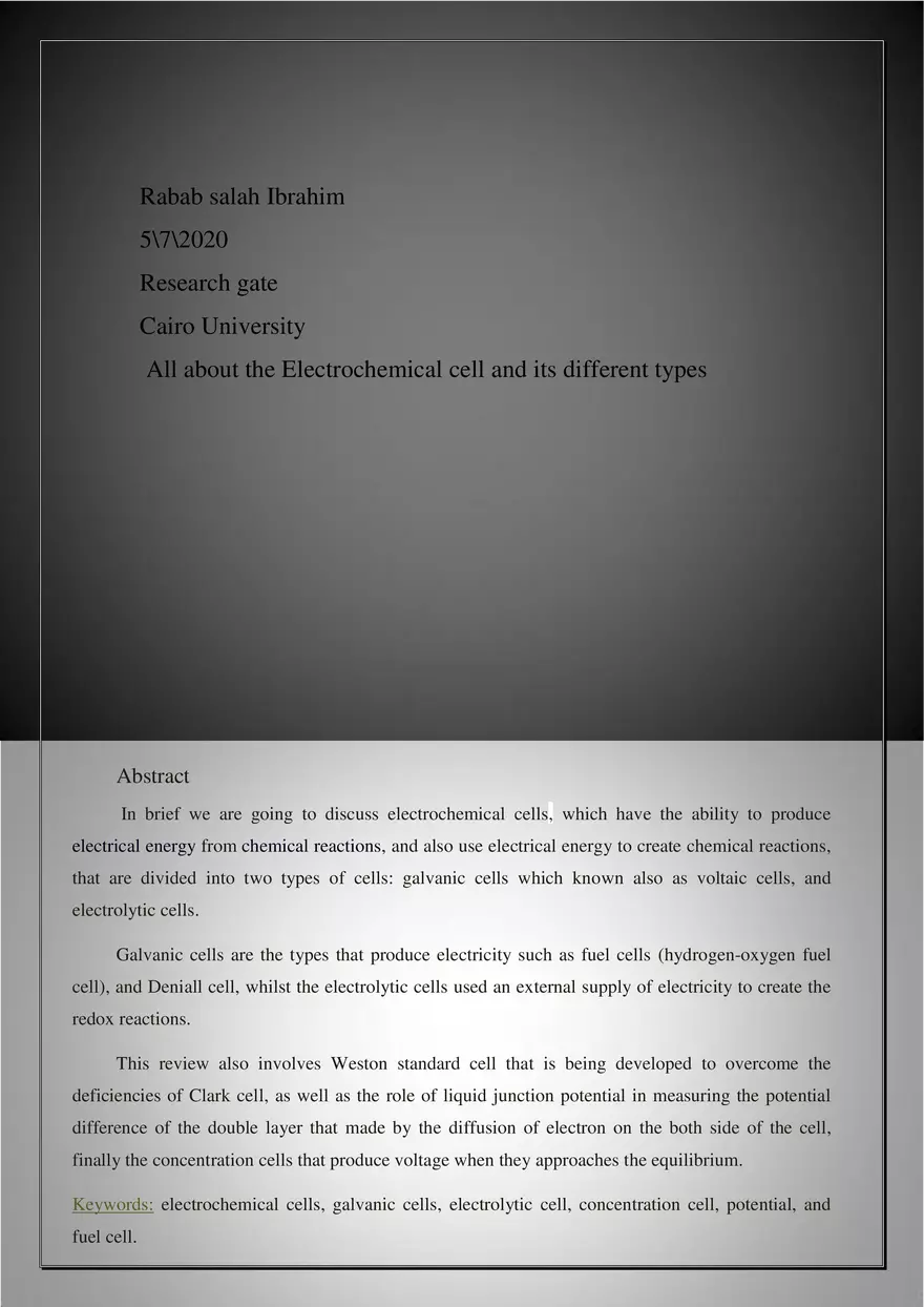 All About the Electrochemical Cell and its Different Types - Page 1