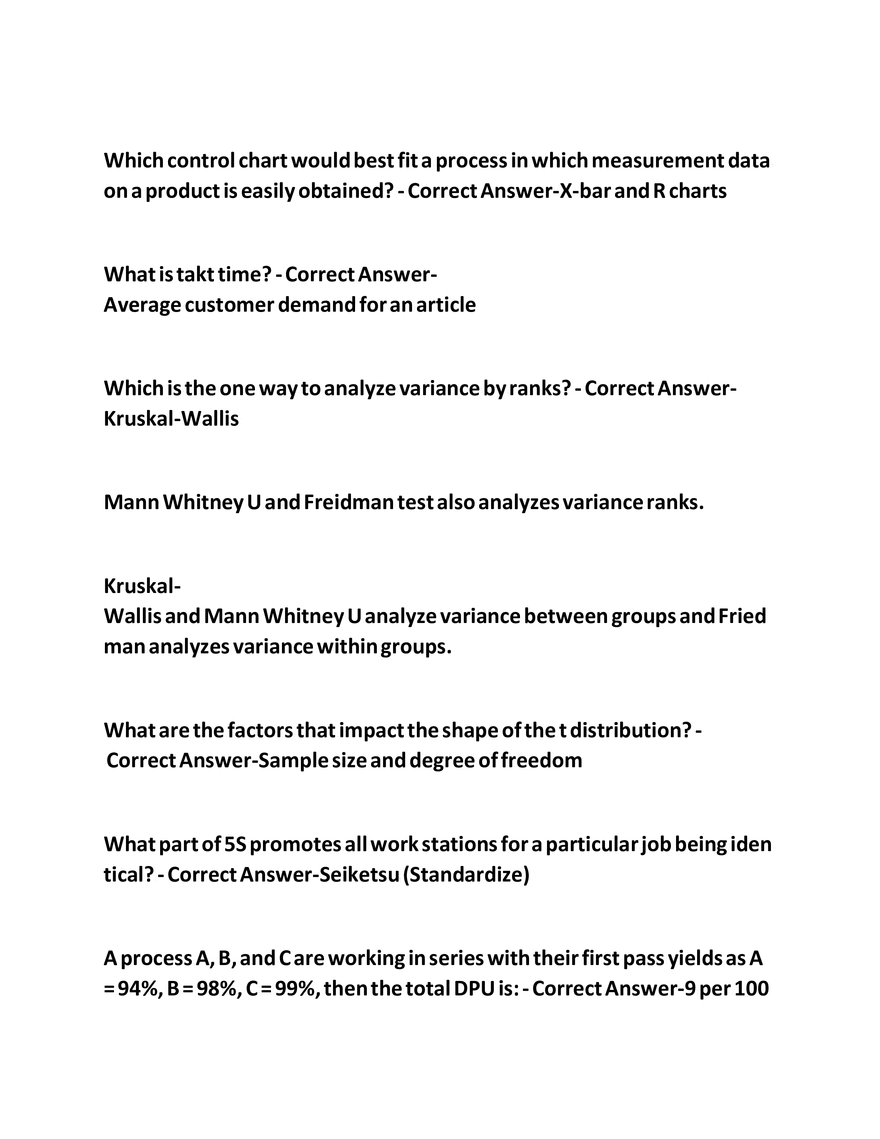 IASSC Green Belt Study Guide Questions - Page 7