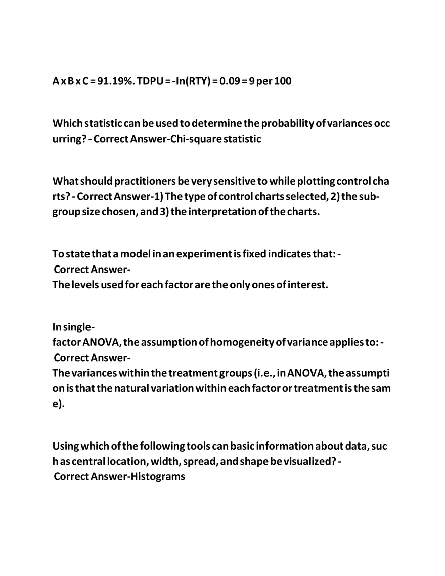 IASSC Green Belt Study Guide Questions - Page 8